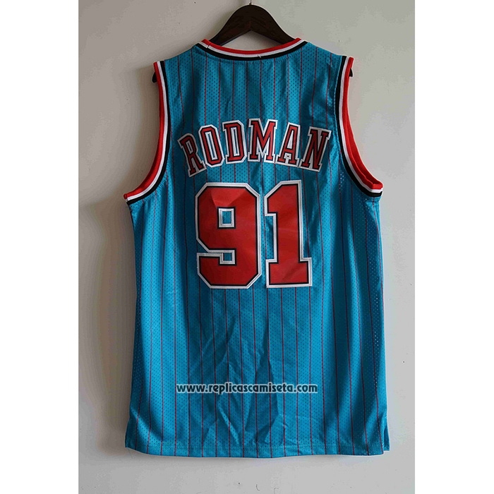 Camiseta Chicago Bulls Dennis Rodman #91 Mitchell & Ness 1995-96 Azul